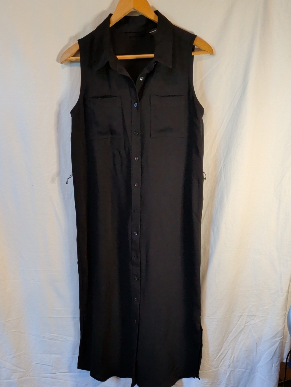 Adrienne Vittadini Sleeveless Button-Front Maxi Dress in Black